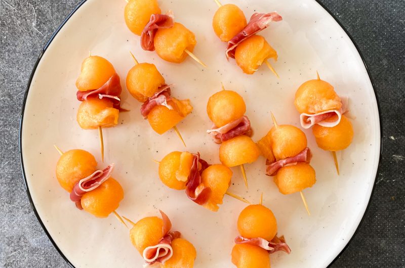 Brochettes melon - jambon